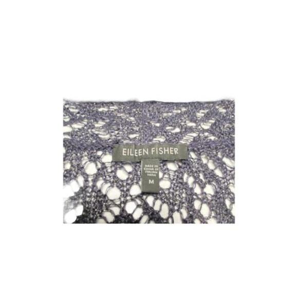 Eileen Fisher Open Knit Cardigan Med Linen Blend Metallic Coastal Cottage Style - Picture 8 of 14